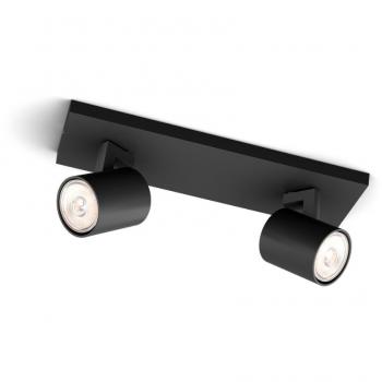 Foco de techo Philips Runner 2 luces GU10 20W negro IP20