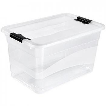Caja de Almacenamiento Keeeper Cornelia, 52 litros, Transparente con Tapa y Cierre Deslizante