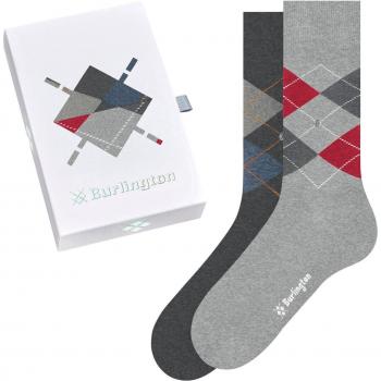 Burlington Men's Argyle Cotton Socks Gift Box - 2 Pairs, Size 40-46