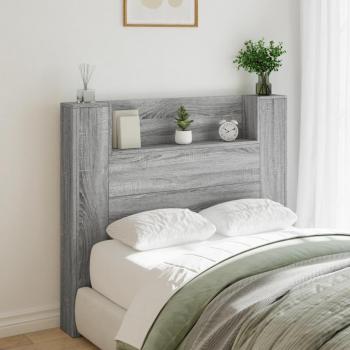 Cabecero de cama con contenedor y luz LED Sonoma gris 120x16,5x103,5 cm