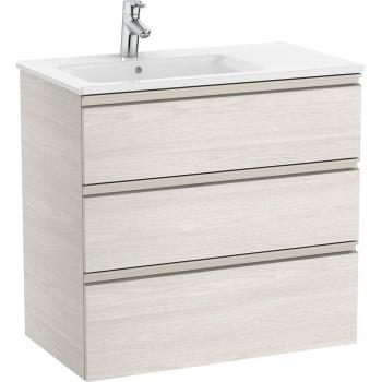 Mueble de baño Roca The Gap con 3 cajones y lavabo a la izquierda, color Fresno nórdico