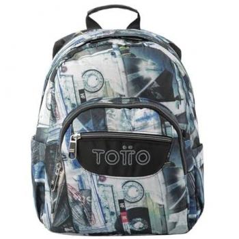 Mochila Escolar Totto Tempera Unisex Multicolor para Niños de 4 a 6 Años con diseño de Postales y Casetes