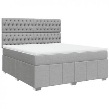 Cama box spring con colchón de tela gris claro 180x200 cm