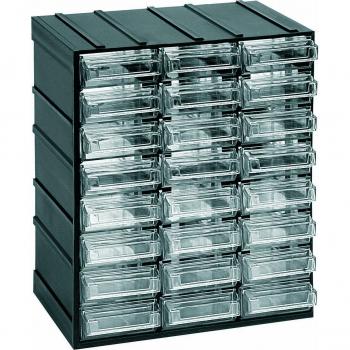 Unidad de Almacenamiento Modular en Plástico con 24 Cajones Transparentes - Dimensiones: 192x148x230 mm