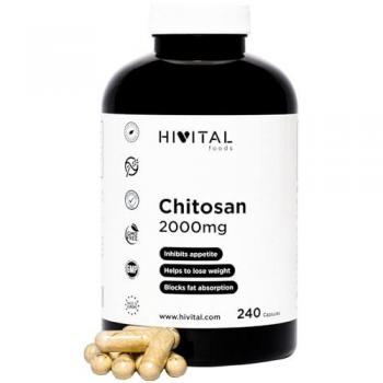 Chitosán Marino 2000 mg - 240 cápsulas, Quitosano Natural procedente de la Quitina de Crustáceo, fibra natural para bloquear la absorción de grasas y reducir el apetito