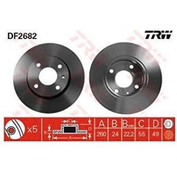 Disco de freno ventilado TRW DF2682 para Ford Escort 5 y 6