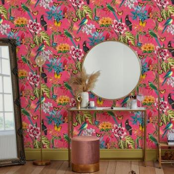 Envy Paradiso Hot Pink Floral Peel and Stick Wallpaper