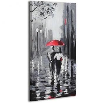 YS-Art | Cuadro Pintado a Mano Noviembre Dulce | Cuadro Moderno acrilico | 115x50 cm | Lienzo Pintado a Mano | Cuadros Dormitories | único | Gris