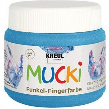Pintura para dedos KREUL MUCKI, azul diamante, 150 ml, a base de agua, parabenos y gluten libres, laktosa libre, vegana y lavable