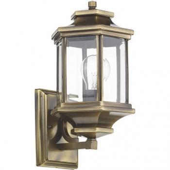 Aplique de latón antiguo y vidrio biselado con 1 luz IP44 - Dar Lighting Ladbroke