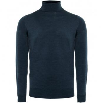 John Smedley Hombres Estándar de ajuste Merino lana rollo cuello Cherwell puente Indigo XXL
