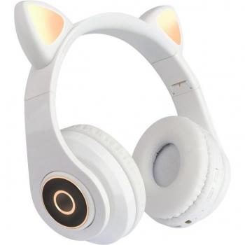 Auriculares Inalámbricos Bluetooth con Orejas de Gato y Luz LED, Plegables y con Control de Volumen para Festivales Infantiles