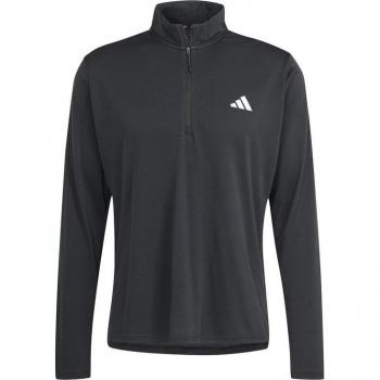adidas Train Essentials Long Sleeve 1/4 Zip Training Top for Men in Black, Size XXL