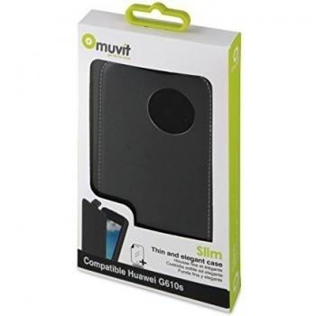 Muvit Slim - Funda + protector de pantalla para Huawei G610, negro