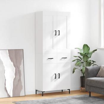 Armario alto blanco pulido de madera multicapa y contrachapada, dimensiones 69,5x34x180 cm