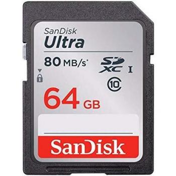 SanDisk Ultra 64GB SDXC Memory Card, Class 10, U1, Up to 80 MB/s, Black/Grey