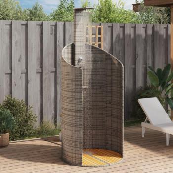 Ducha de Exterior para Piscina Mueble Ratán PE Madera Acacia Color Gris 100x100x241,5 cm