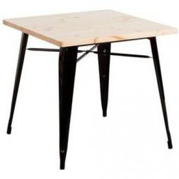 Mesa De Comedor Cuadrada Iron Wood Thinia Home Natural/Negro 74X80x74 Cm