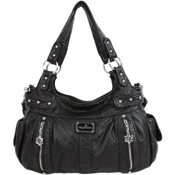 Angelkiss - Bolso al hombro de Piel para mujer 14*4.5*13, negro