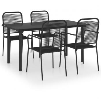 5 Piece Black Glass and Steel Garden Dining Set