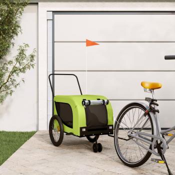 Remolque de bicicleta para mascotas, fabricado en hierro y tela Oxford, disponible en color verde y negro