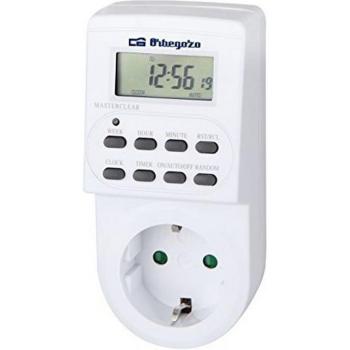 Orbegozo PG 20 - Programador eléctrico digital con pantalla LCD, temporizador de funcionamiento programable, Blanco