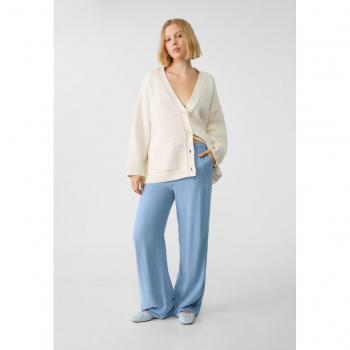 Loose-Fitting Blue Linen Blend Trousers S