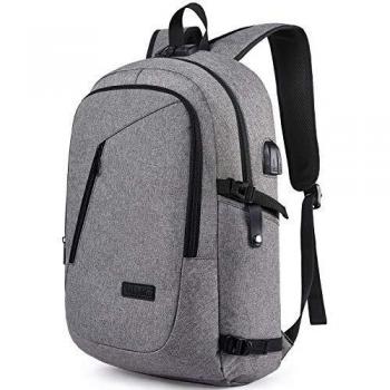 Mochila Portátil Hombre 17.3 Pulgadas Antirrobo Impermeable Mochila Portatil Trabajo Gran Capacidad Mochila para Portatil con Puerto de Carga USB Mochila Ordenador para Viaje Diario Escolar - Gris