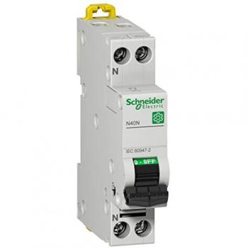 Interruptor automático Schneider Electric Multi 9 M9P22610 N40N 1P + N 10A Curva Tipo C Poder de corte 10 kA Montaje en Carril DIN dimensiones 81mm x 18mm x