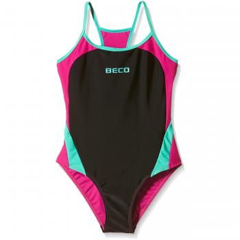 Beco – Bañador para niña de Basics, niña, Schwimmanzug-Basics, Negro/Rosa, 152