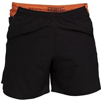 Pantalón Corto Rodas Negro-Naranja Black Crown - 100% Poliéster - Ligero, Móvil y Transpirable