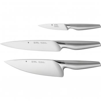 Juego de cuchillos Chef's Edition WMF, 3 piezas, acero forjado, incluye cuchillo chef, cuchillo para carne y cuchillo multiusos
