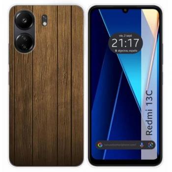 Funda de Silicona para Xiaomi Redmi 13C con Diseño de Madera y Dibujos