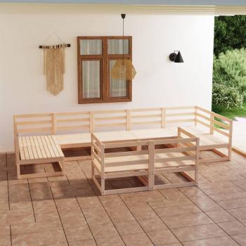 Juego de muebles de jardín 9 piezas madera pino maciza con cojines