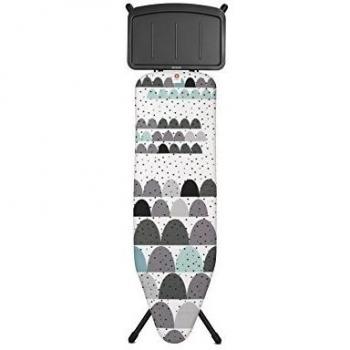 Brabantia 103506 - Mesa de planchar, 124 x 38 cm, soporte para centro de planchado, estructura marfil, funda diseño Dunes