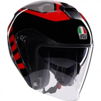 Casco Moto Jet AGV Irides Valenza XL - Negro Gris Rojo Opaco