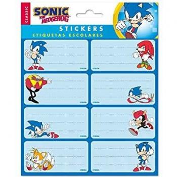 Grupo Erik Etiquetas adhesivas Sonic - Pegatinas libro nombres/Pack etiquetas escolares - Producto con licencia oficial