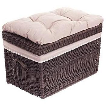 e-wicker24 Baúl de mimbre, cesta, marrón oscuro, 70 x 42 x 47 cm
