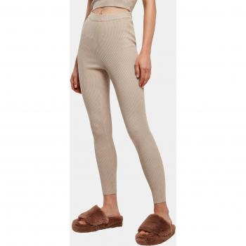Urban Classics Women's Ribbed Knit Short Leggings - Light Taupe 4XL