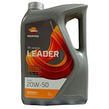 Repsol Leader Super 20W50 5L - Aceite de motor para coche, viscosidad 20W50, cumple con las especificaciones ACEA A3/B4 y API SL/CF, capacidad de 5 litros