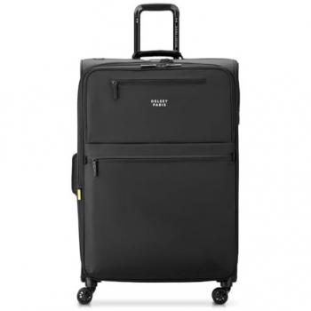 Maleta Delsey Paris Maubert 2.0 Expandible 118L negra, blanda, con capacidad de 107 L, 4 ruedas dobles