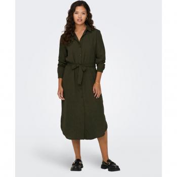 Vestido midi camisero jdy con botones frontales, manga corta, cinturón a juego y tejido ligero