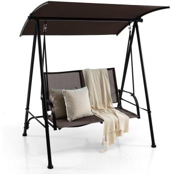 2-Seat Patio Swing with Adjustable Canopy