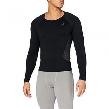 Odlo SUW Crew Neck Performance Camiseta, otoño/Invierno, Hombre, Color Black/Graphite Grey, tamaño Small