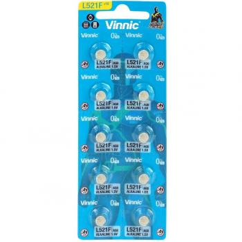 Batería Botón Alcalina Vinnic AG0 / L521 / LR63 - Paquete de 10 Unidades