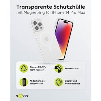 goobay 61348 Funda Protectora para iPhone con Cargador MagSafe/Compatible con Apple iPhone 14 Pro MAX/Protectores