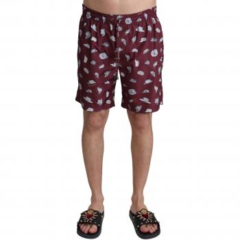Dolce & Gabbana Maroon Hats Print Beachwear Shorts Swimwear - IT4 | S
