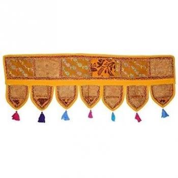 Rajrang De moda Toran Amarillo Algodón trabajo Patch bordado Door hanging