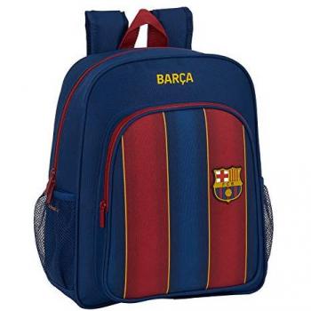 Mochila Junior Adaptable a Carro Fútbol Club Barcelona 20/21, doble compartimento, cierre de cremallera, asa superior de transporte, malla lateral para botellas, capacidad de 12 litros, dimensiones de 38