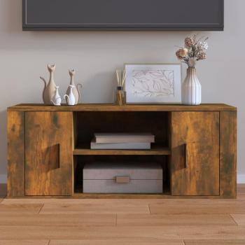 Mueble para TV de madera contrachapada en color roble ahumado, dimensiones 100x35x40 cm